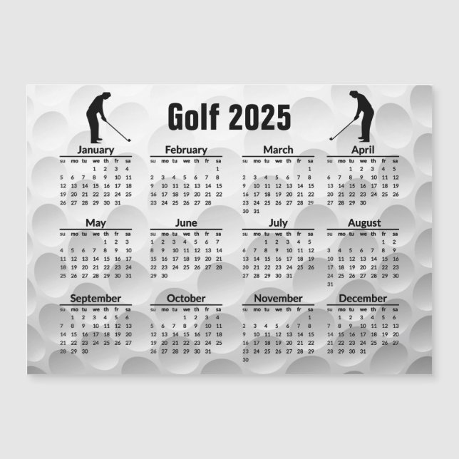 Golf Design 2025 Calendar Magnetic Card (Front)
