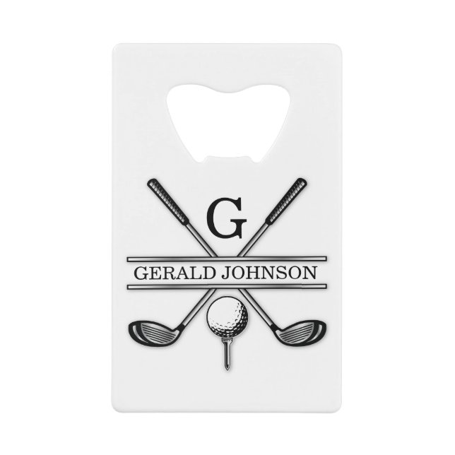 Golf Design Monogram Template Credit Card Bottle O Credit Card Bottle Opener (Front)