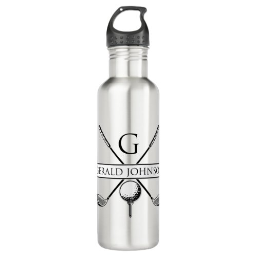 Golf Design Monogram Template Stainless Steel Water Bottle