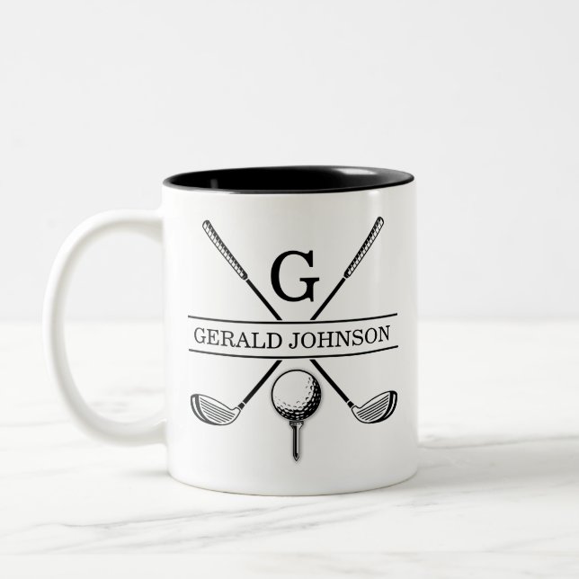 Golf Design Monogram Template Two-Tone Coffee Mug (Left)
