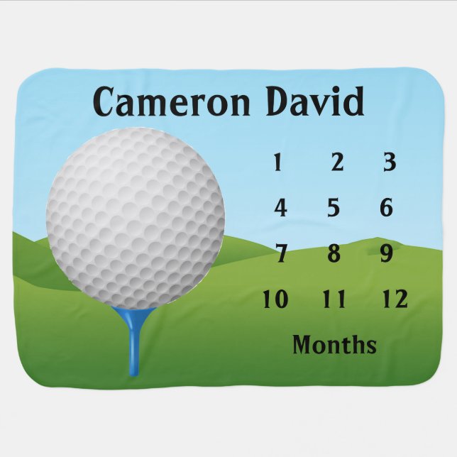 Golf Design Monthly Milestone Baby Blanket (Horizontal)