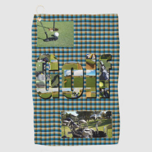 Golf Design On Green Tartan, Towel