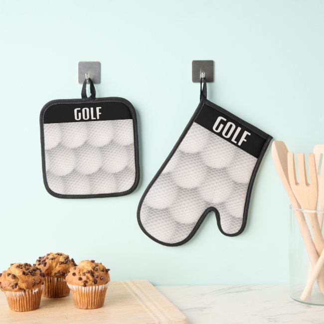 Golf Design Oven Mitt & Pot Holder Set