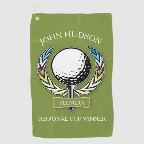 Golf Design with Wreath Monogram Template Golf Towel