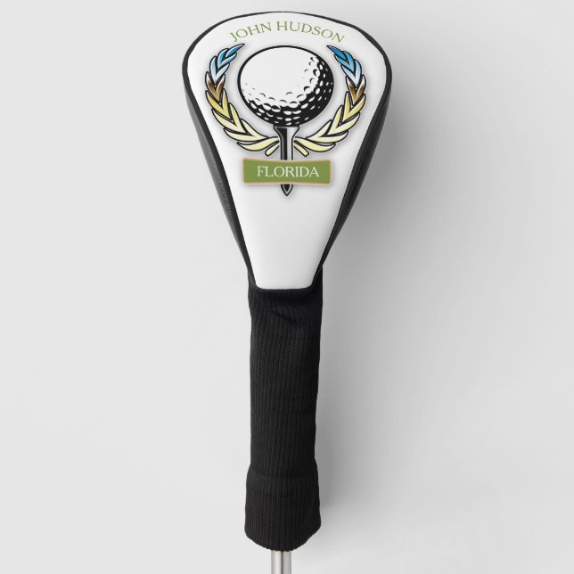 Golf Design with Wreath Monogram Template Head Cover (Front)