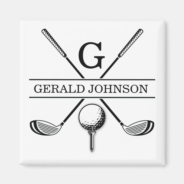 Golf Design with Wreath Monogram Template Magnet (Front)