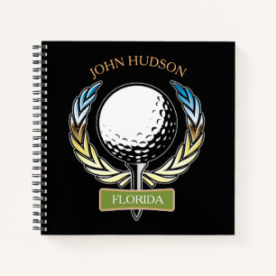 Golf Design with Wreath Monogram Template Notebook