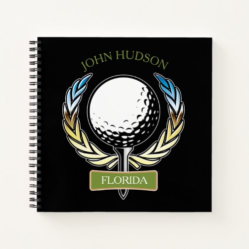 Golf Design with Wreath Monogram Template Notebook