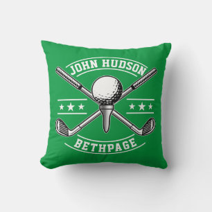 Golf Design with Wreath Monogram Template Throw Pillow