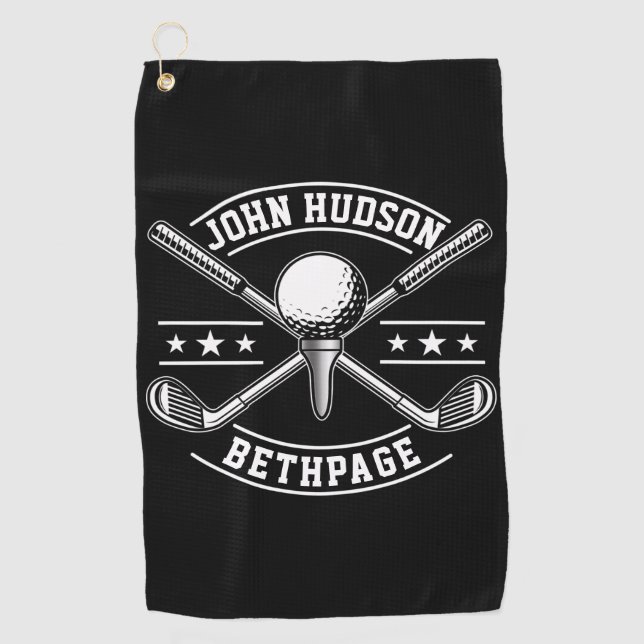 Golf Design with Wreath Monogram Template Towel (Front)