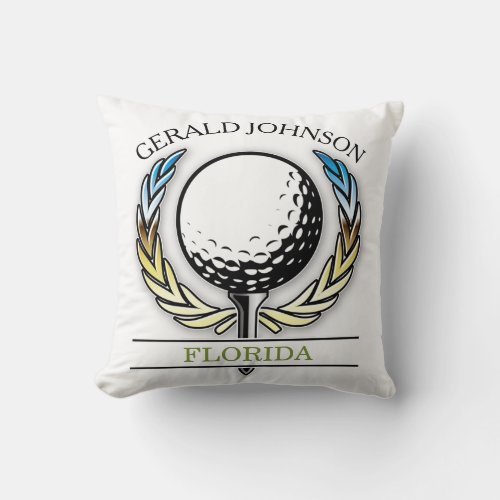 Golf Design with Wreath Template Throw Pillow