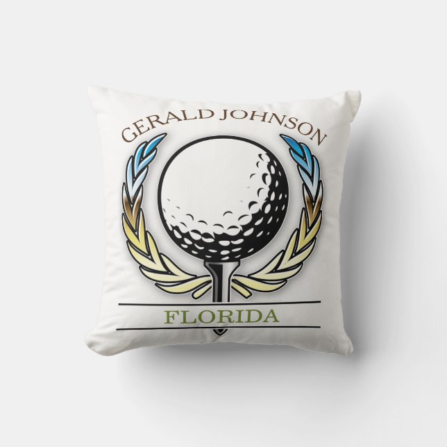 Golf Design with Wreath Throw Pillow (Front)