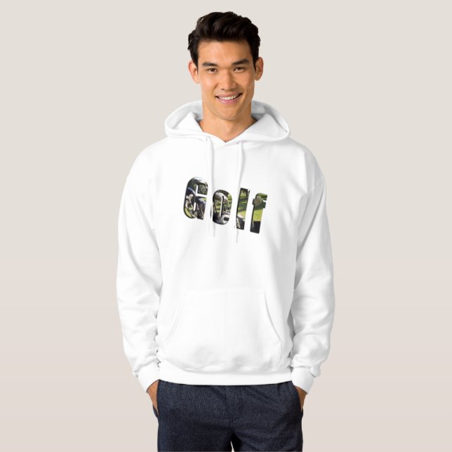 Golf Dimensional Logo, Mens White Hoodie (Front Full)