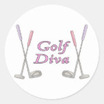 Golf Diva Classic Round Sticker at Zazzle