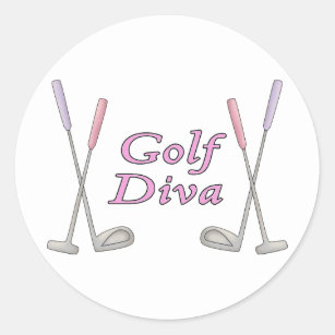 Golf Diva Classic Round Sticker