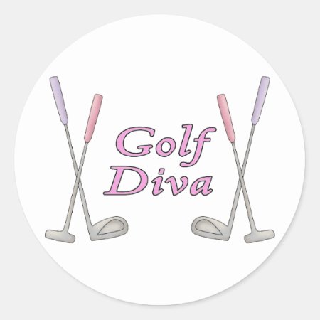 Golf Diva Classic Round Sticker