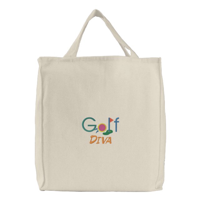 Golf Diva Funny Golfing Embroidered Tote Bag (Front)