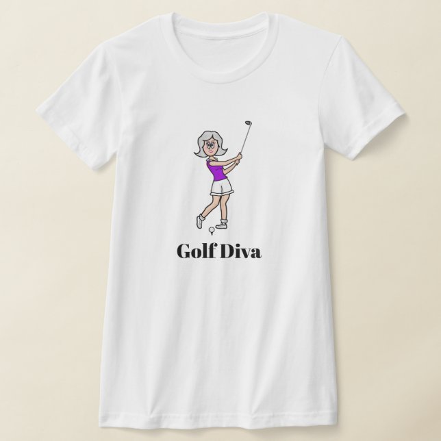 Golf Diva  Gray Hair Lady Golfer T-Shirt (Laydown)