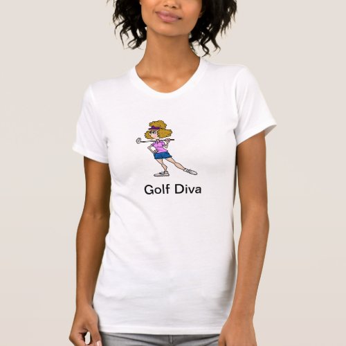 Golf Diva TShirt with Cartoon Woman Golfer