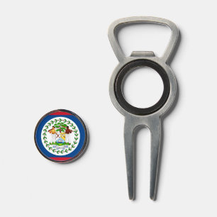 Golf Divot Tool with Flag of Belize