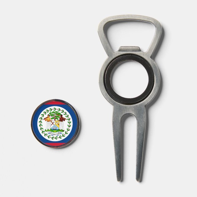 Golf Divot Tool with Flag of Belize (Front (Open))