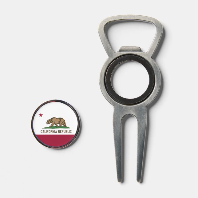 Golf Divot Tool with Flag of California, USA (Front (Open))
