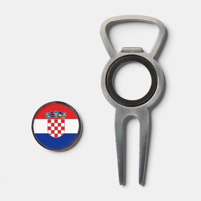 Golf Divot Tool with Flag of Croatia (Front (Open))