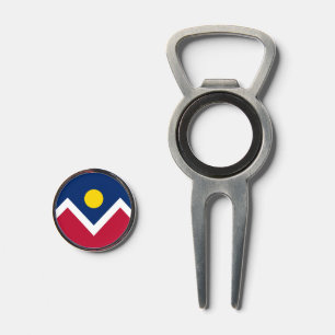 Golf Divot Tool with Flag of Denver, Colorado, USA