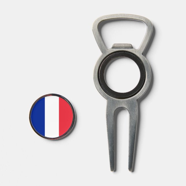 Golf Divot Tool with Flag of France (Front (Open))