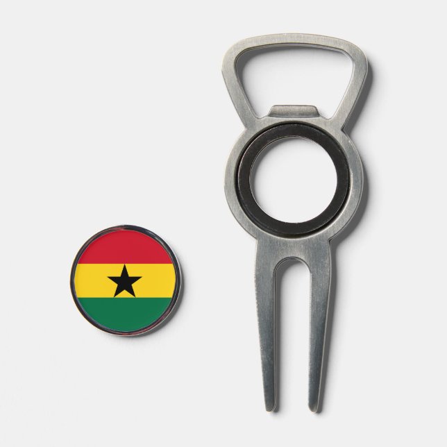 Golf Divot Tool with Flag of Ghana (Front (Open))