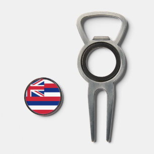 Golf Divot Tool with Flag of Hawaii, USA