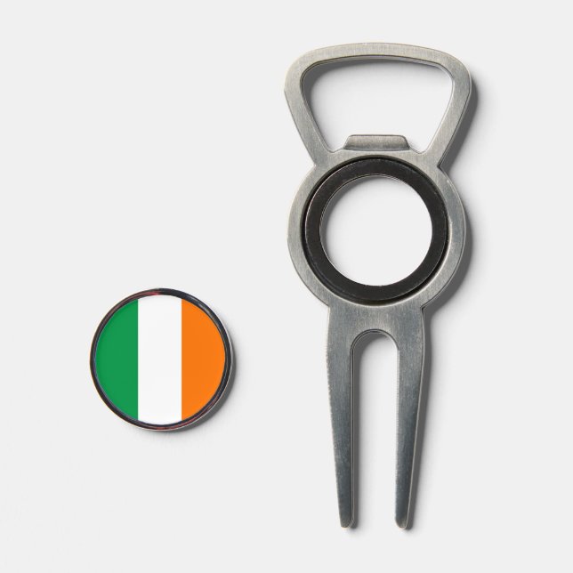 Golf Divot Tool with Flag of Ireland (Front (Open))