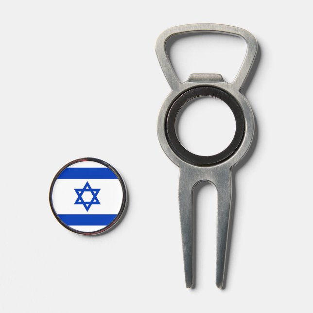 Golf Divot Tool with Flag of Israel (Front (Open))