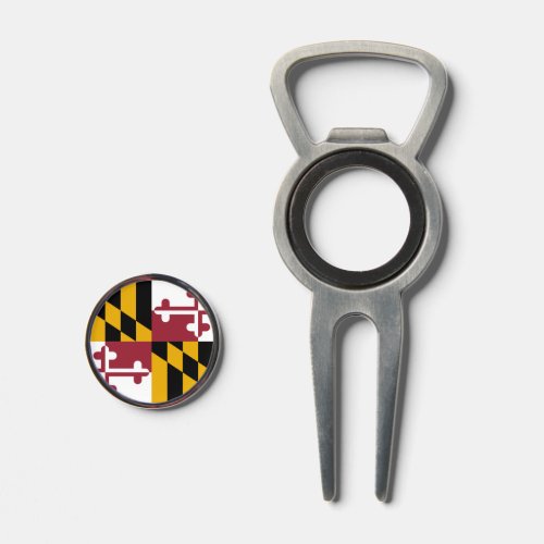 Golf Divot Tool with Flag of Maryland USA