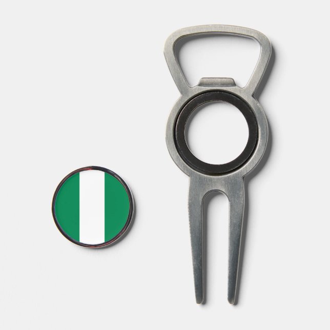 Golf Divot Tool with Flag of Nigeria (Front (Open))