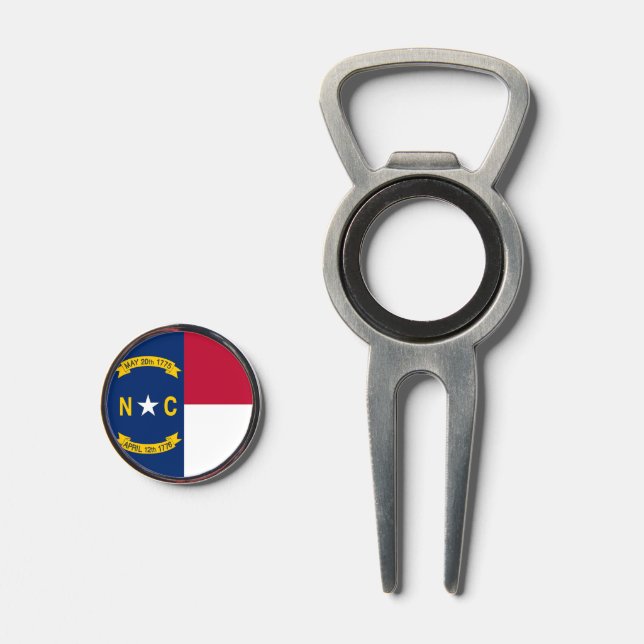 Golf Divot Tool with Flag of North Carolina, USA (Front (Open))