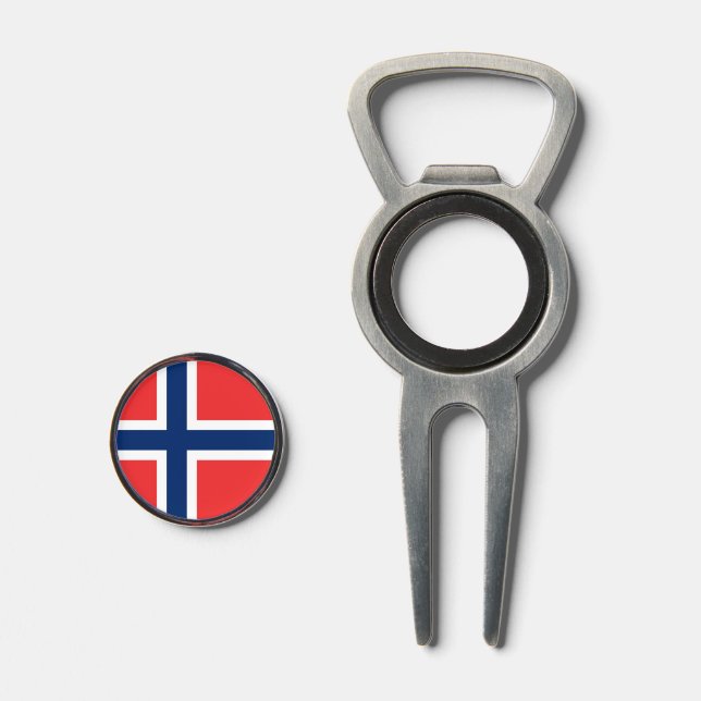 Golf Divot Tool with Flag of Norway (Front (Open))