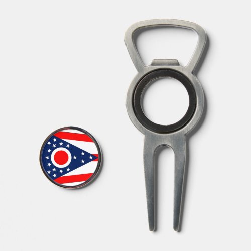 Golf Divot Tool with Flag of Ohio USA