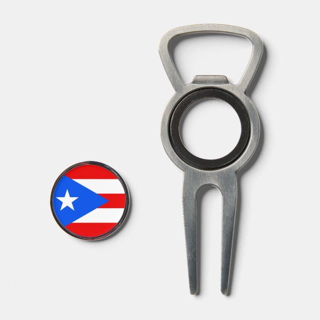 Golf Divot Tool with Flag of Puerto Rico, USA (Front (Open))