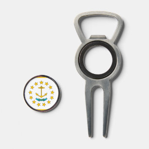 Golf Divot Tool with Flag of Rhode Island, USA