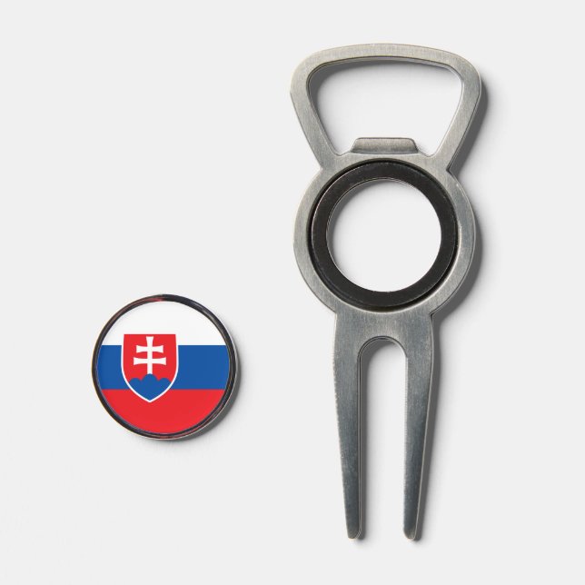 Golf Divot Tool with Flag of Slovakia (Front (Open))