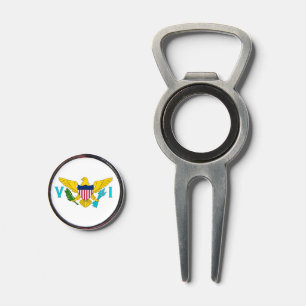 Golf Divot Tool with Flag of Virgin Islands, USA