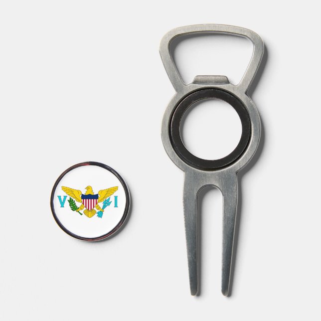 Golf Divot Tool with Flag of Virgin Islands, USA (Front (Open))