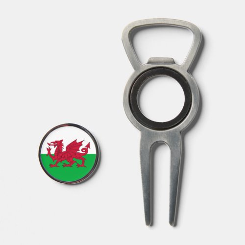 Golf Divot Tool with Flag of Wales UK