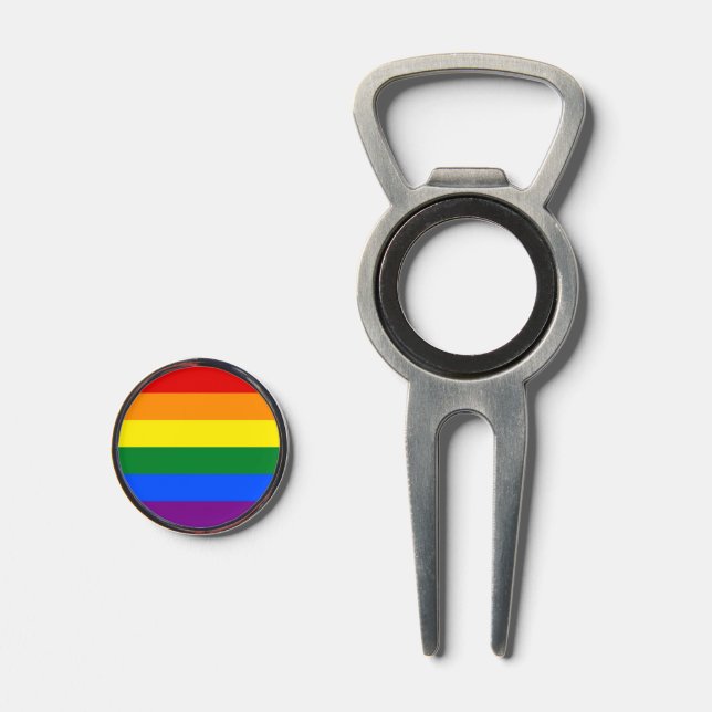 Golf Divot Tool with Pride Flag of LGBT (Front (Open))