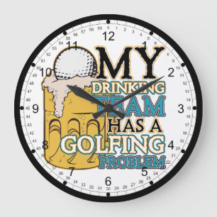 Golf Drinking Team Large Clock