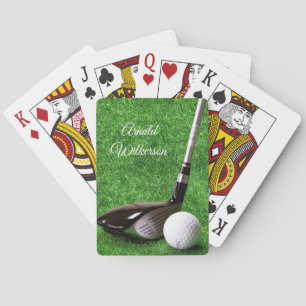 Golf Driver and Ball on Grass personalize Poker Cards