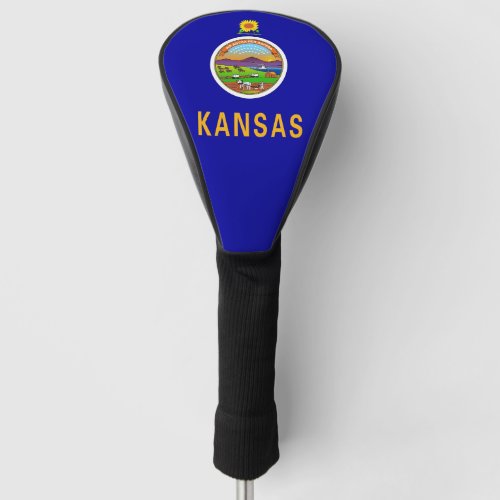 Golf Driver Cover with Flag of Kansas USA