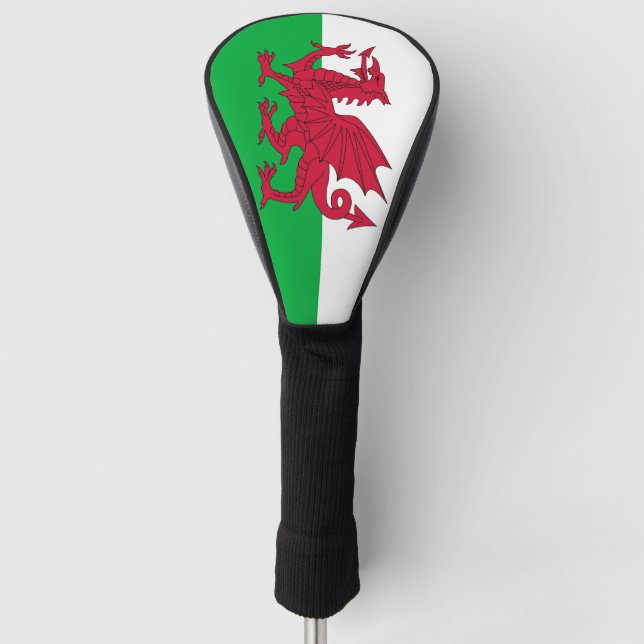 Golf Driver Cover with Flag of Wales, UK (Front)