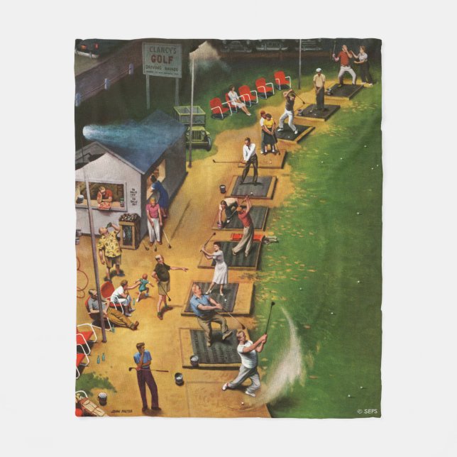Golf Driving Range by John Falter Fleece Blanket (Front)